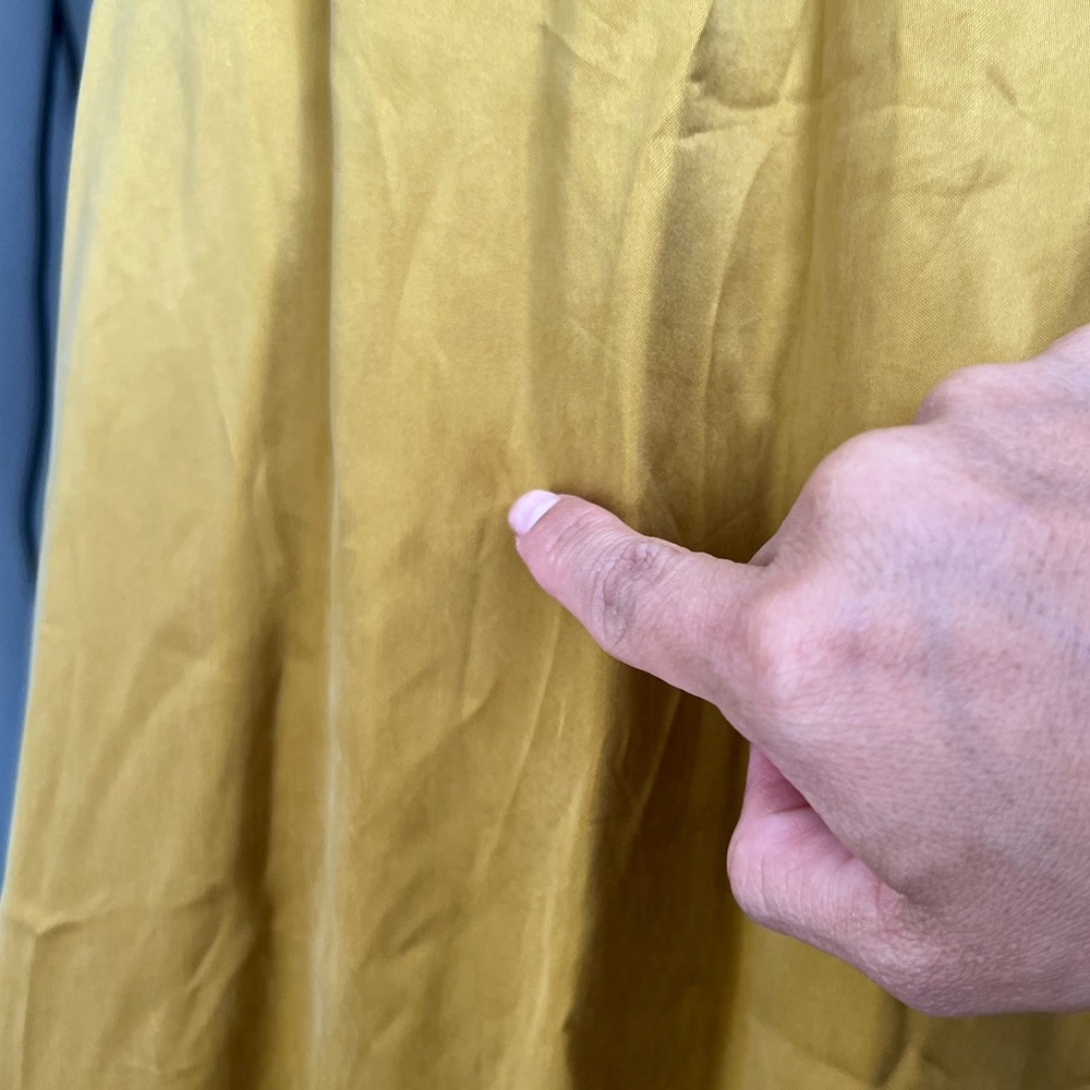 Amour Vert Gold Blaze Midi Skirt Yellow Cupro Silk- SUPER CUTE! - Picture 10 of 14